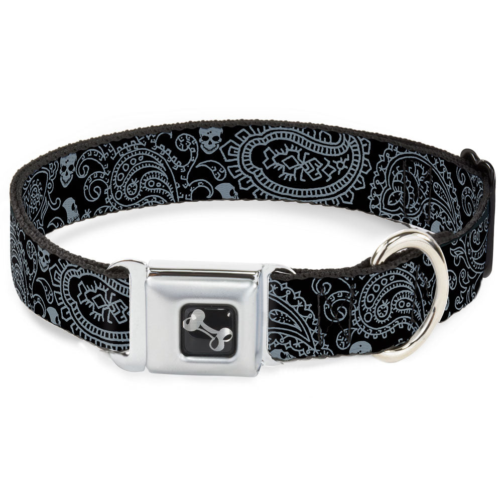 Dog Bone Seatbelt Buckle Collar - Bandana/Skulls Black/Silver Seatbelt Buckle Collars Buckle-Down