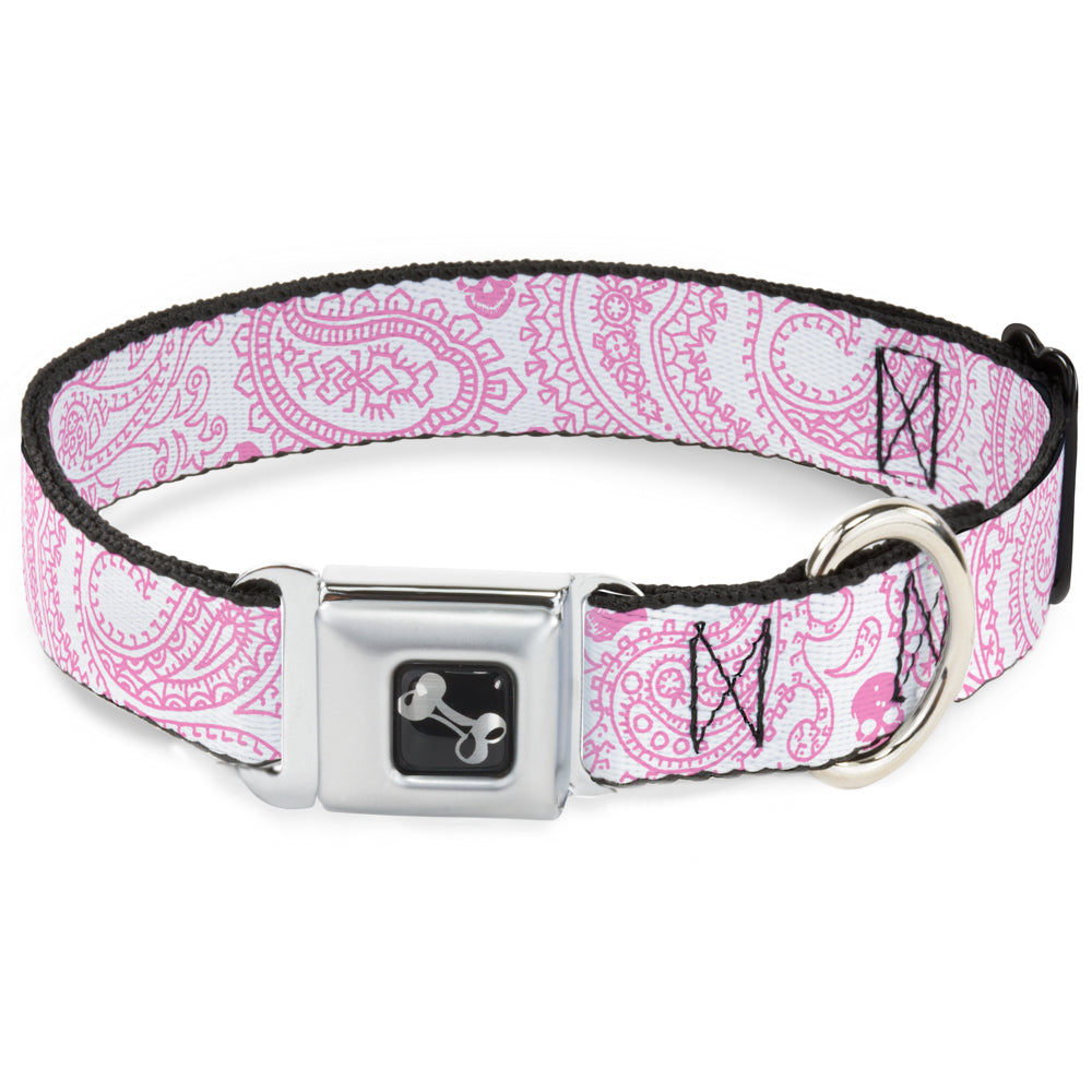 Dog Bone Seatbelt Buckle Collar - Bandana/Skulls White/Pink Seatbelt Buckle Collars Buckle-Down