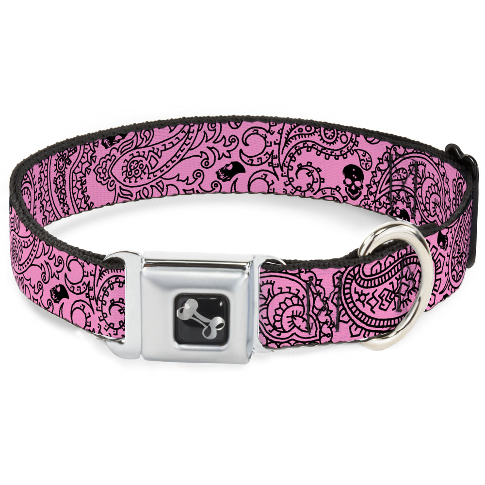 Dog Bone Seatbelt Buckle Collar - Bandana/Skulls Pink/Black Seatbelt Buckle Collars Buckle-Down