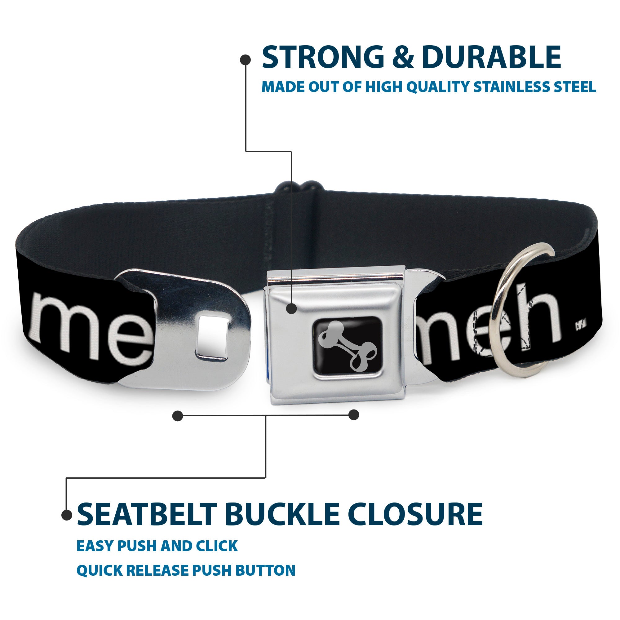 Dog Bone Seatbelt Buckle Collar - Broken Heart MEH Black/Red/White Seatbelt Buckle Collars Buckle-Down