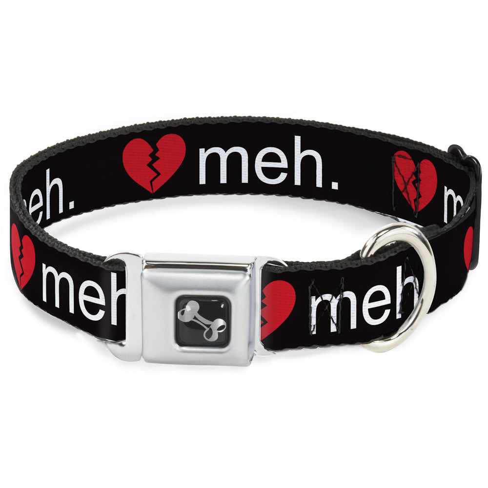 Dog Bone Seatbelt Buckle Collar - Broken Heart MEH Black/Red/White Seatbelt Buckle Collars Buckle-Down