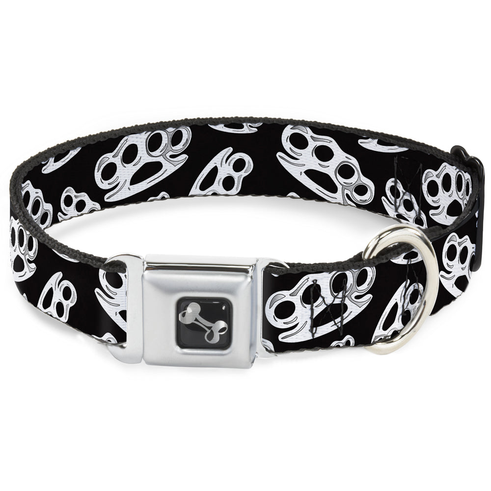 Buckle-Down Seatbelt Buckle Dog Collar - Brass Knuckles Black/White Seatbelt Buckle Collars Buckle-Down