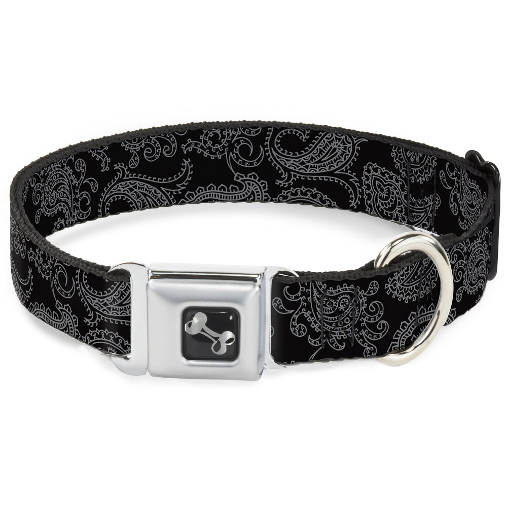 Dog Bone Seatbelt Buckle Collar - Bandana Black/Gray Seatbelt Buckle Collars Buckle-Down