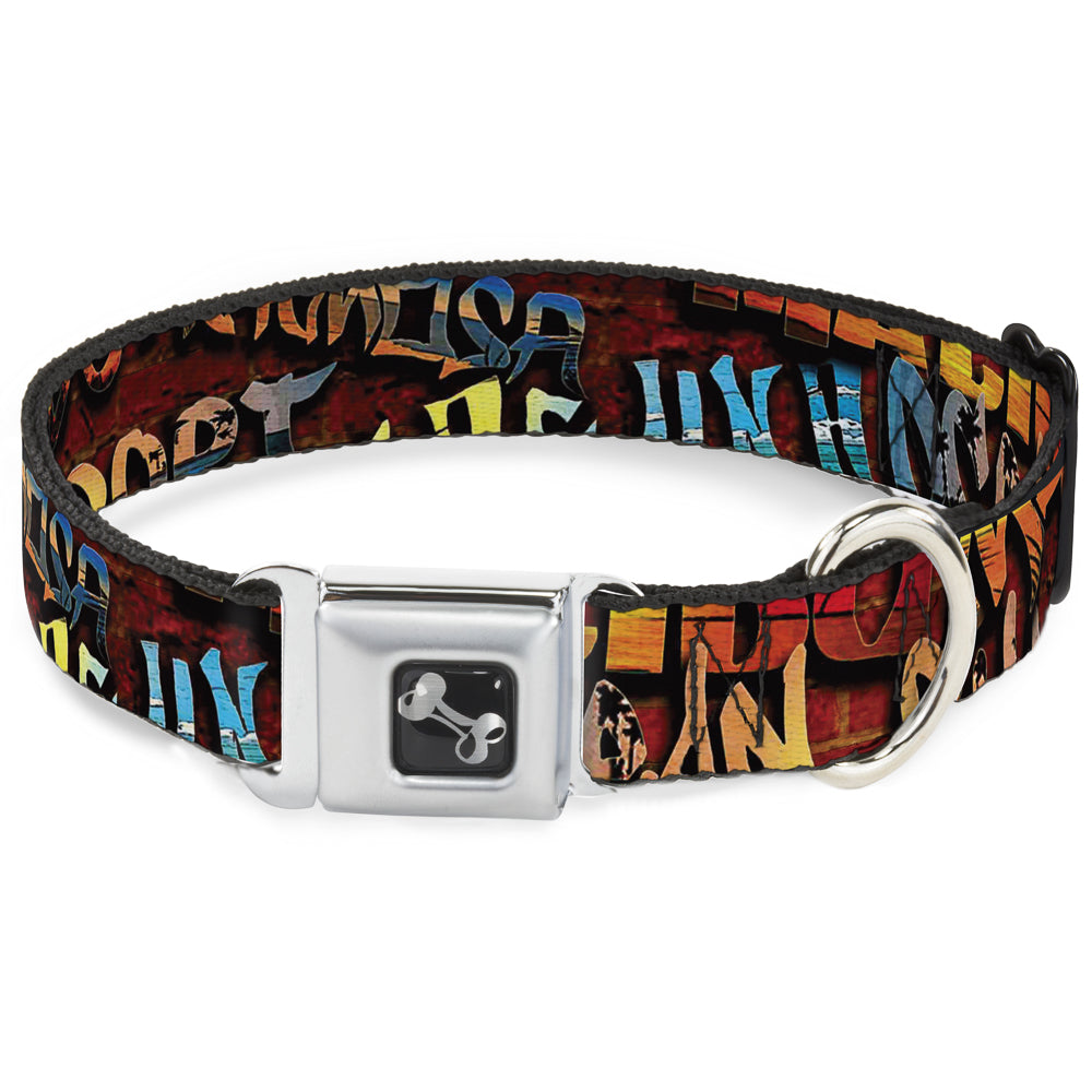Dog Bone Seatbelt Buckle Collar - Beach Tags Stacked Brick Wall/Beach Scenes Seatbelt Buckle Collars Buckle-Down