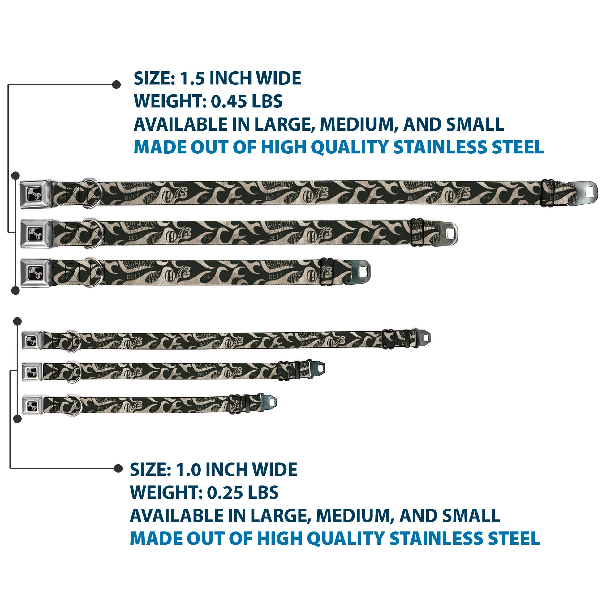 Dog Bone Seatbelt Buckle Collar - BD AUTHENTIC SEATBELT BELT SINCE 1993 Flames Olive/Tan Seatbelt Buckle Collars Buckle-Down