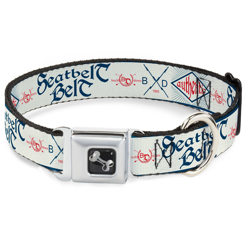 Dog Bone Seatbelt Buckle Collar - BD AUTHENTIC SEATBELT BELT White/Blue/Red Seatbelt Buckle Collars Buckle-Down