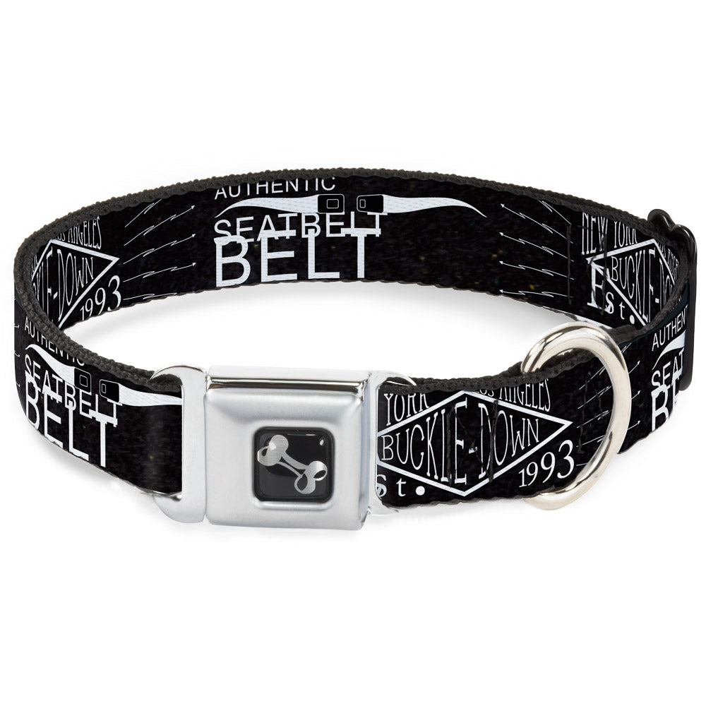 Dog Bone Seatbelt Buckle Collar - BD AUTHENTIC SEATBELT BELT NY-LA Black/White Seatbelt Buckle Collars Buckle-Down