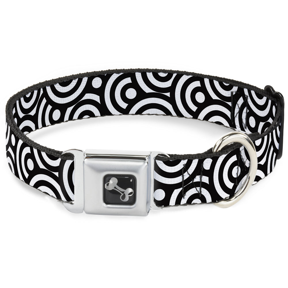 Dog Bone Seatbelt Buckle Collar - Bullseye Stacked Black/White Seatbelt Buckle Collars Buckle-Down