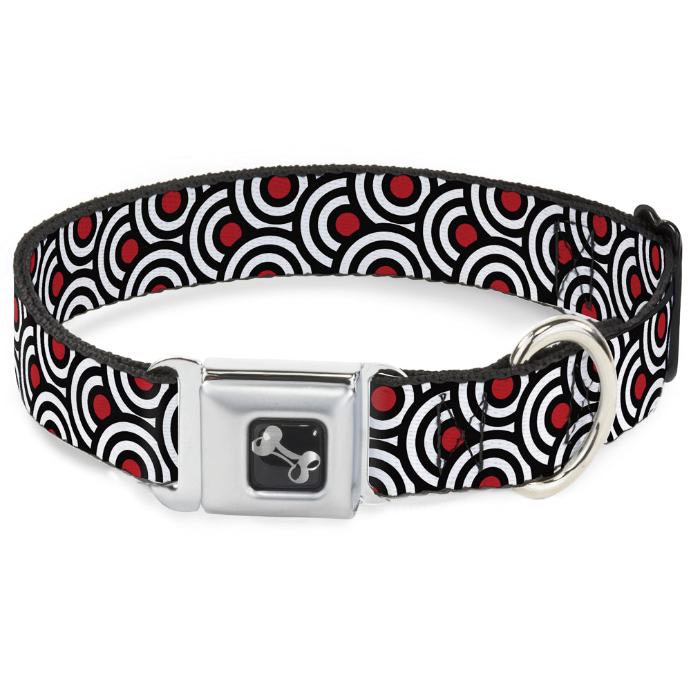 Dog Bone Seatbelt Buckle Collar - Bullseye Stacked Black/White/Red Seatbelt Buckle Collars Buckle-Down