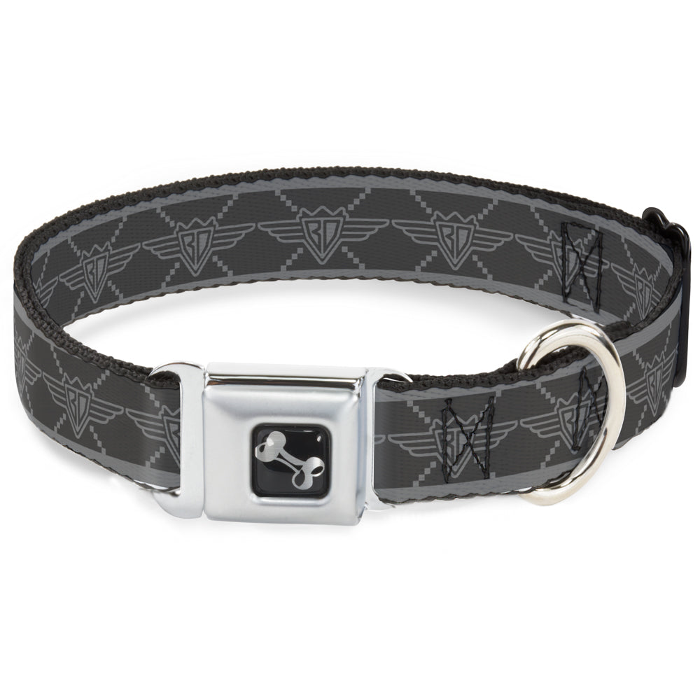 Dog Bone Seatbelt Buckle Collar - BD Monogram2 Grays Seatbelt Buckle Collars Buckle-Down
