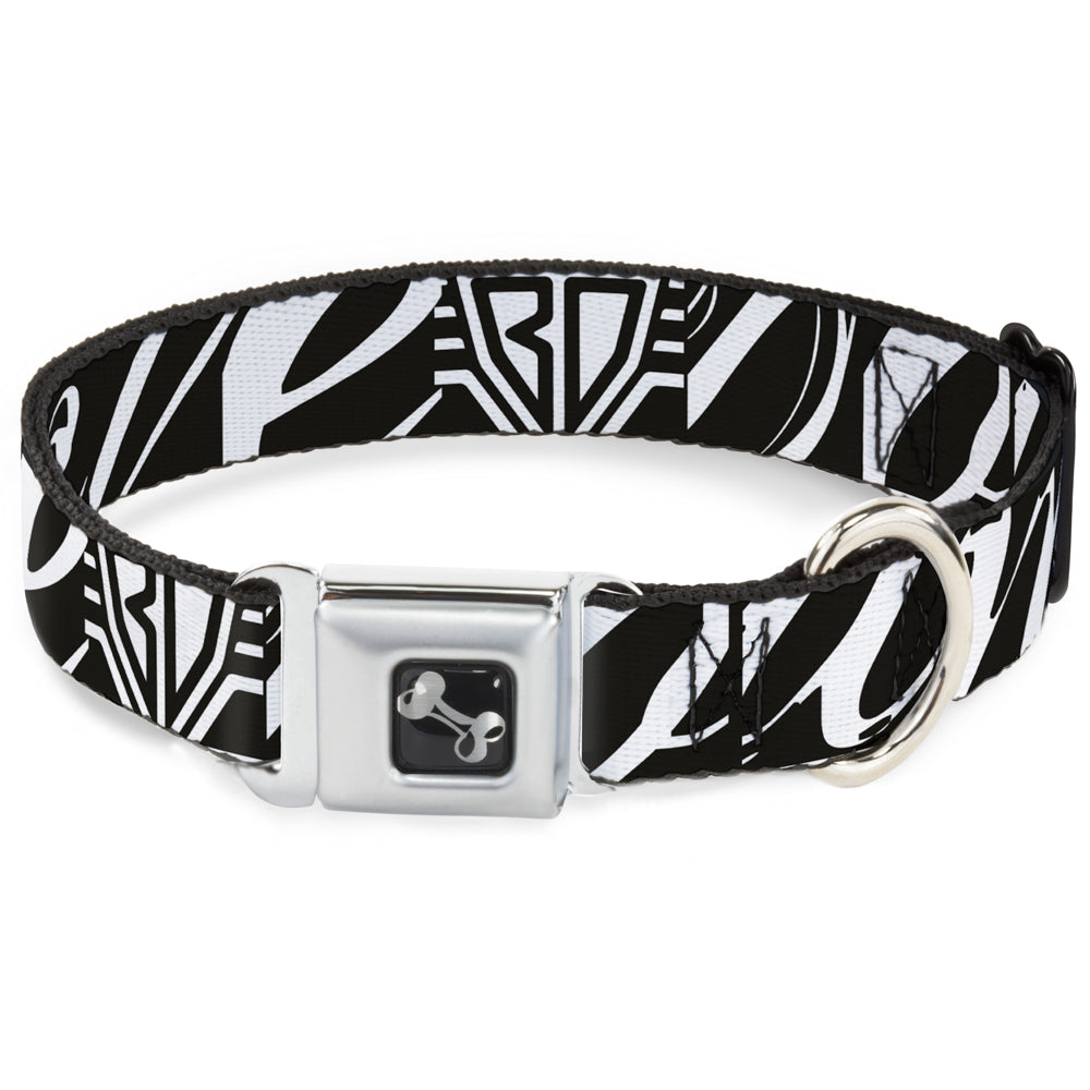 Dog Bone Seatbelt Buckle Collar - BD Logo/BUCKLE-DOWN Script Black/White Seatbelt Buckle Collars Buckle-Down