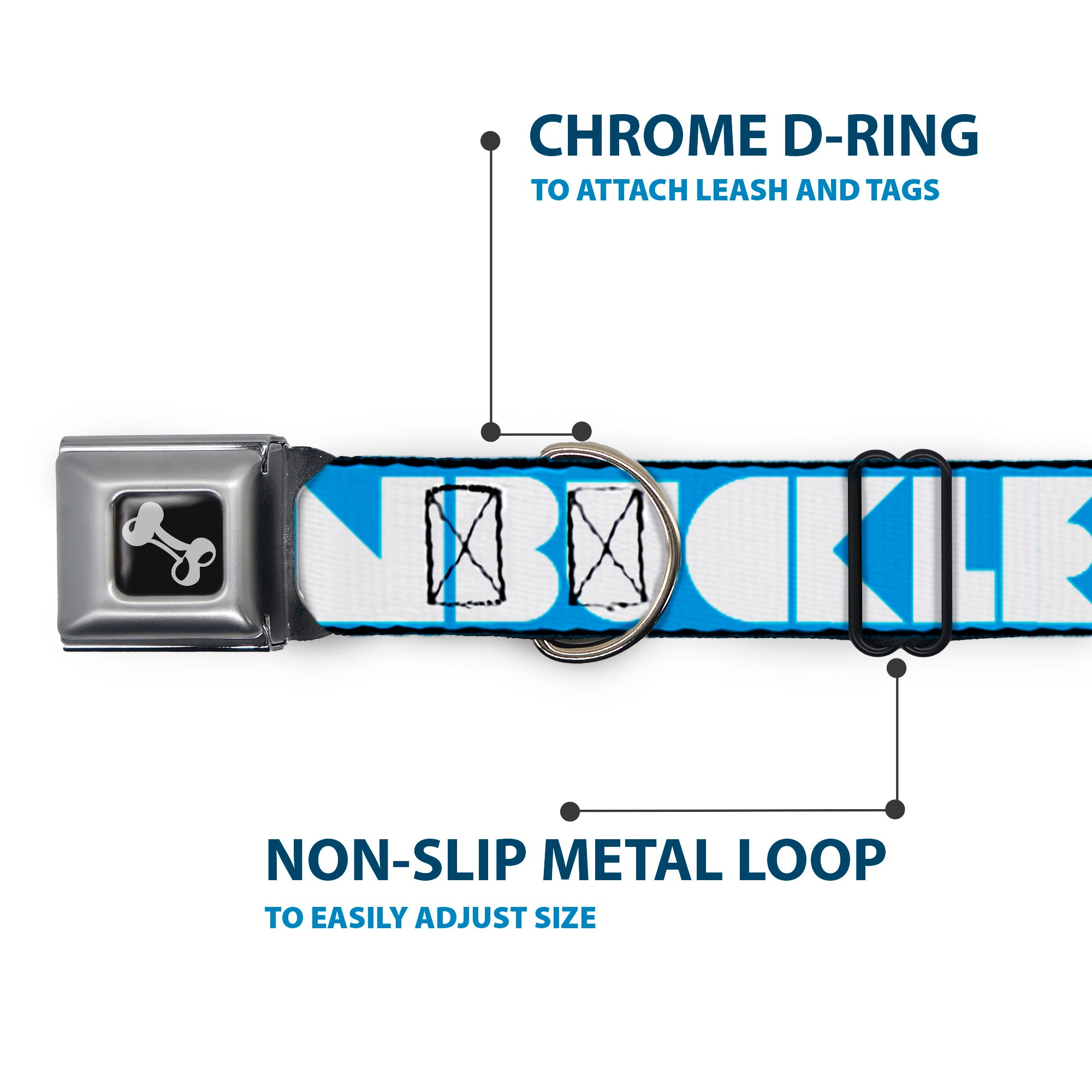 Dog Bone Seatbelt Buckle Collar - BUCKLE-DOWN Shapes Turquoise/White Seatbelt Buckle Collars Buckle-Down