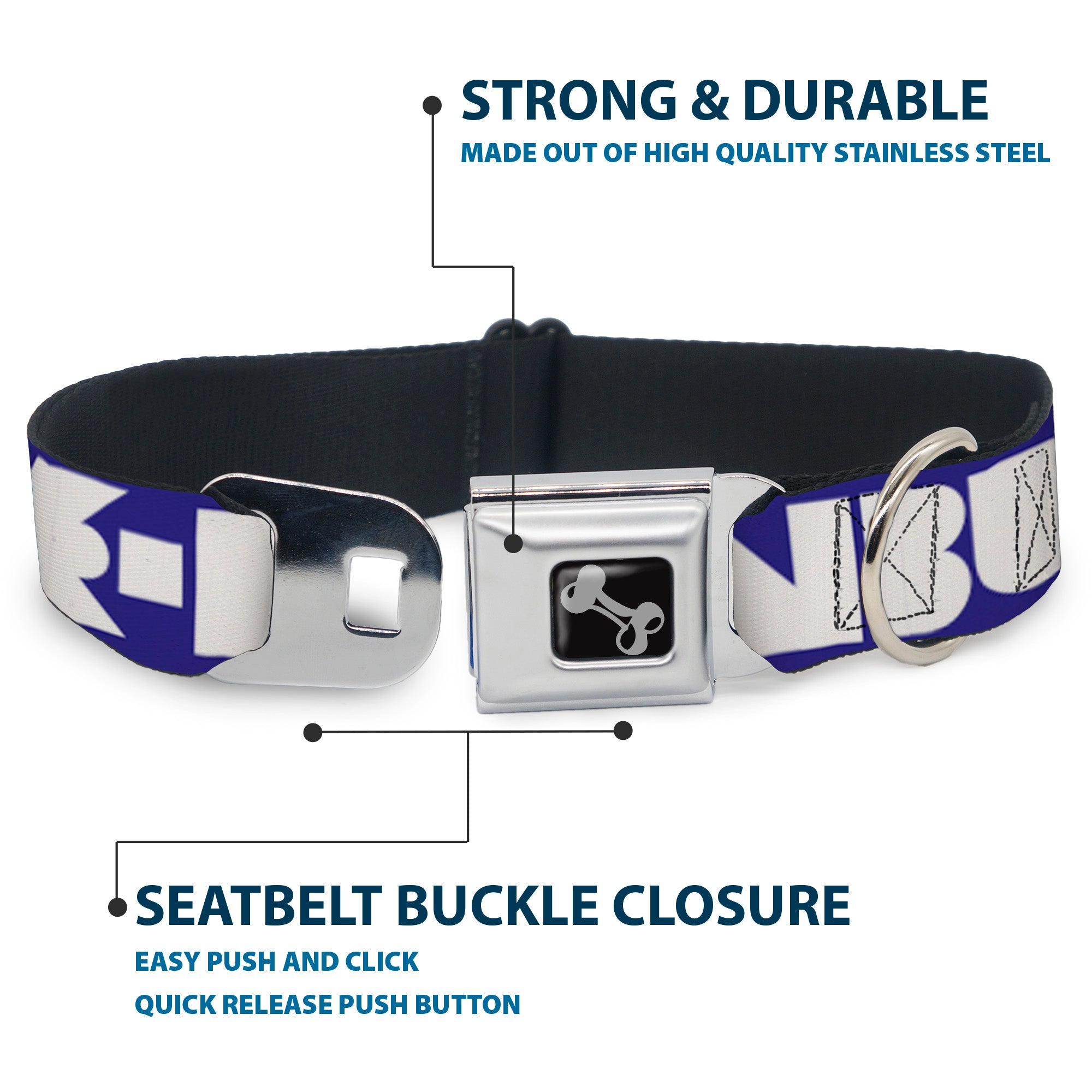 Dog Bone Seatbelt Buckle Collar - BUCKLE-DOWN Shapes Blue/White Seatbelt Buckle Collars Buckle-Down