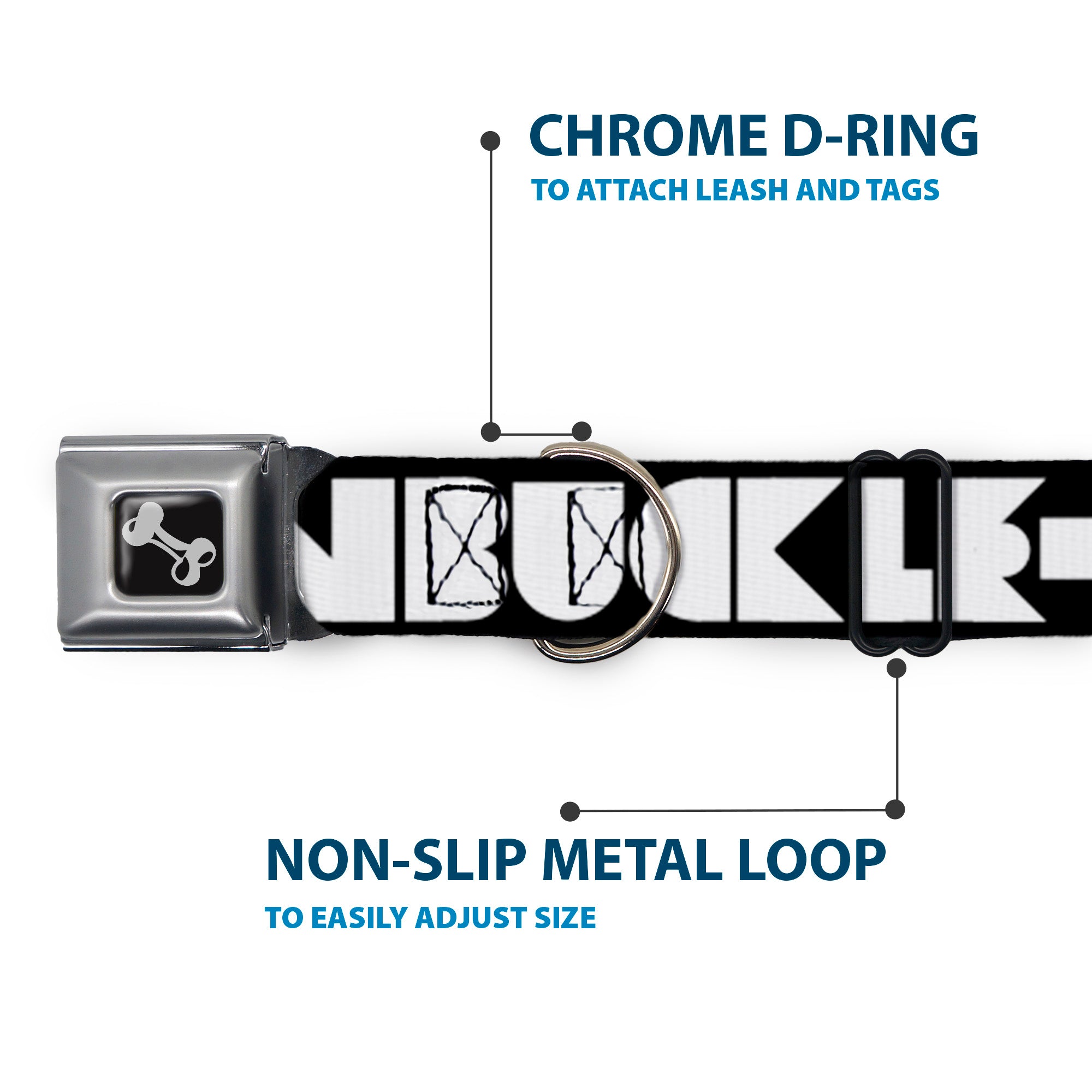 Dog Bone Seatbelt Buckle Collar - BUCKLE-DOWN Shapes Black/White Seatbelt Buckle Collars Buckle-Down
