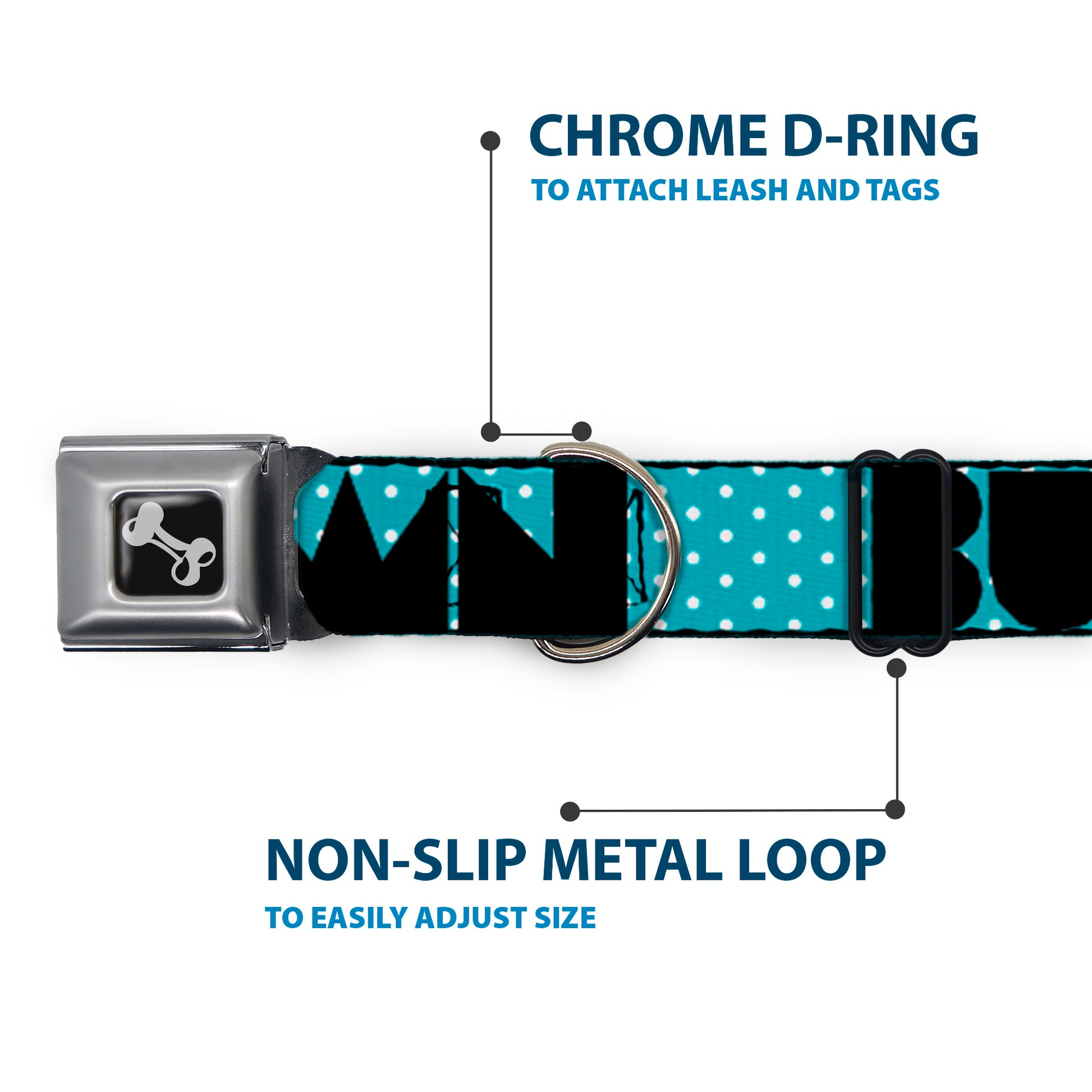 Dog Bone Seatbelt Buckle Collar - BUCKLE-DOWN Shapes Dot Turquoise/White/Black Seatbelt Buckle Collars Buckle-Down