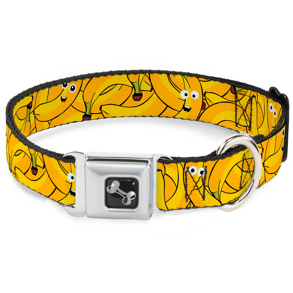 Dog Bone Seatbelt Buckle Collar - Bananas Stacked Cartoon Yellows Seatbelt Buckle Collars Buckle-Down