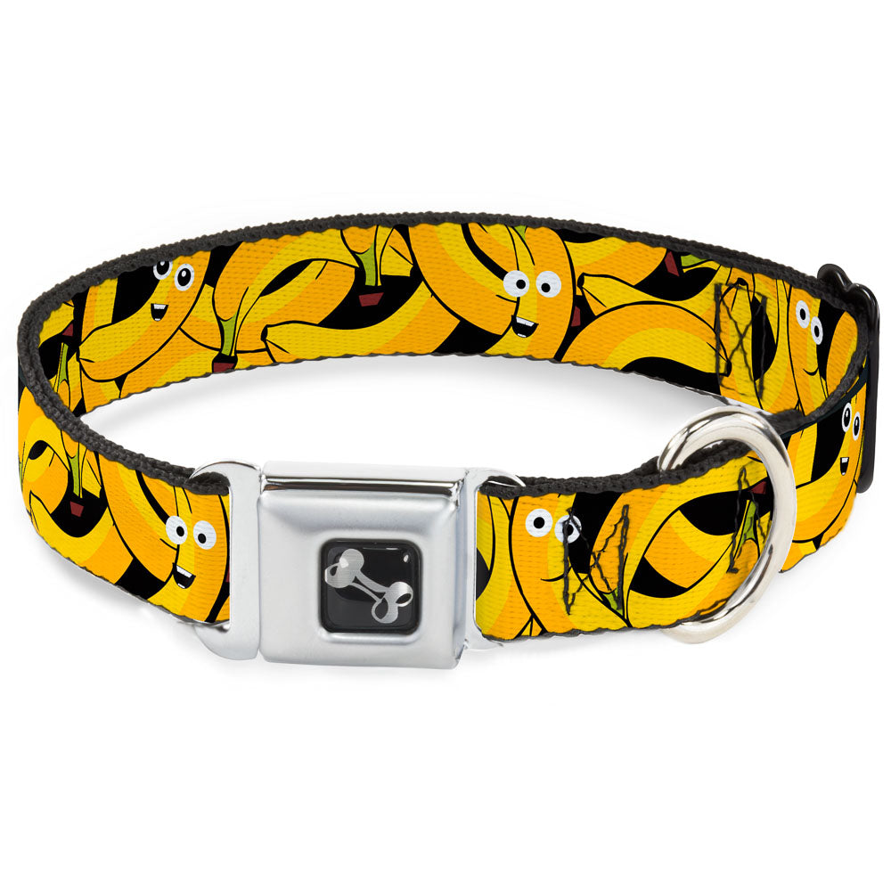 Dog Bone Seatbelt Buckle Collar - Bananas Stacked Cartoon Black//Yellows Seatbelt Buckle Collars Buckle-Down