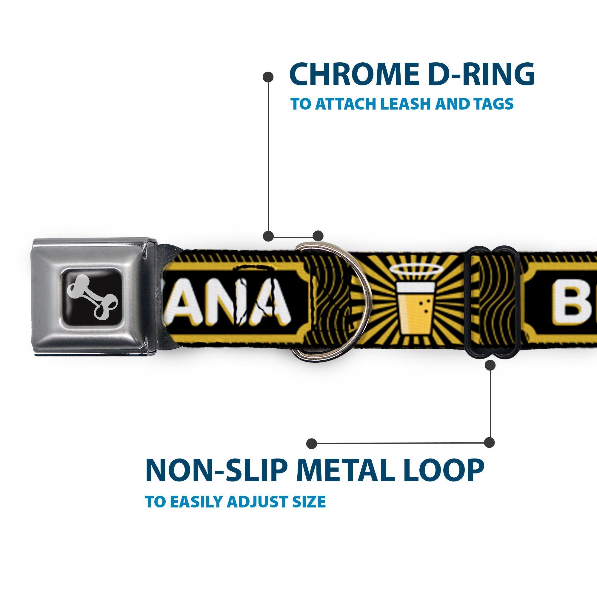 Buckle-Down Seatbelt Buckle Dog Collar - Beer Pint/BEERVANA Rays/Waves Black/Olive Seatbelt Buckle Collars Buckle-Down