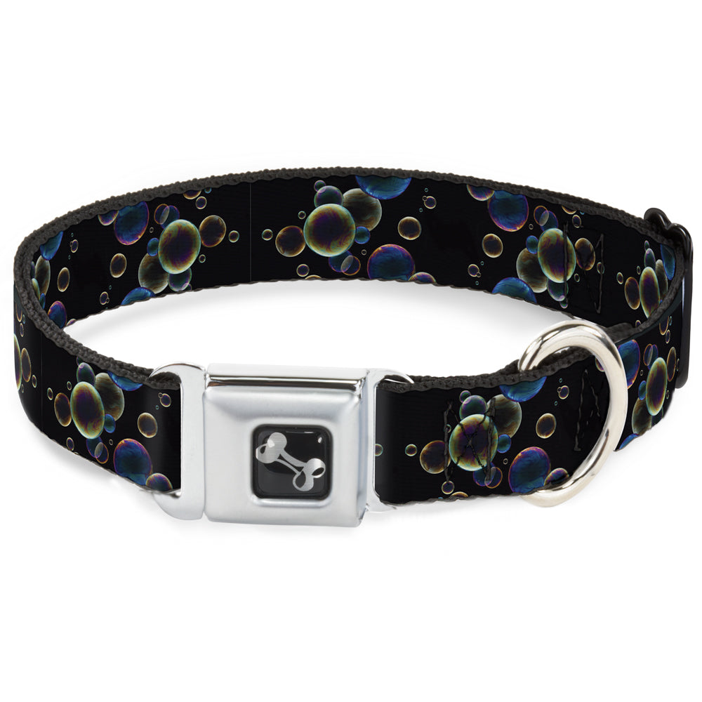 Dog Bone Seatbelt Buckle Collar - Bubbles Black/Iridescent Multi Color Seatbelt Buckle Collars Buckle-Down