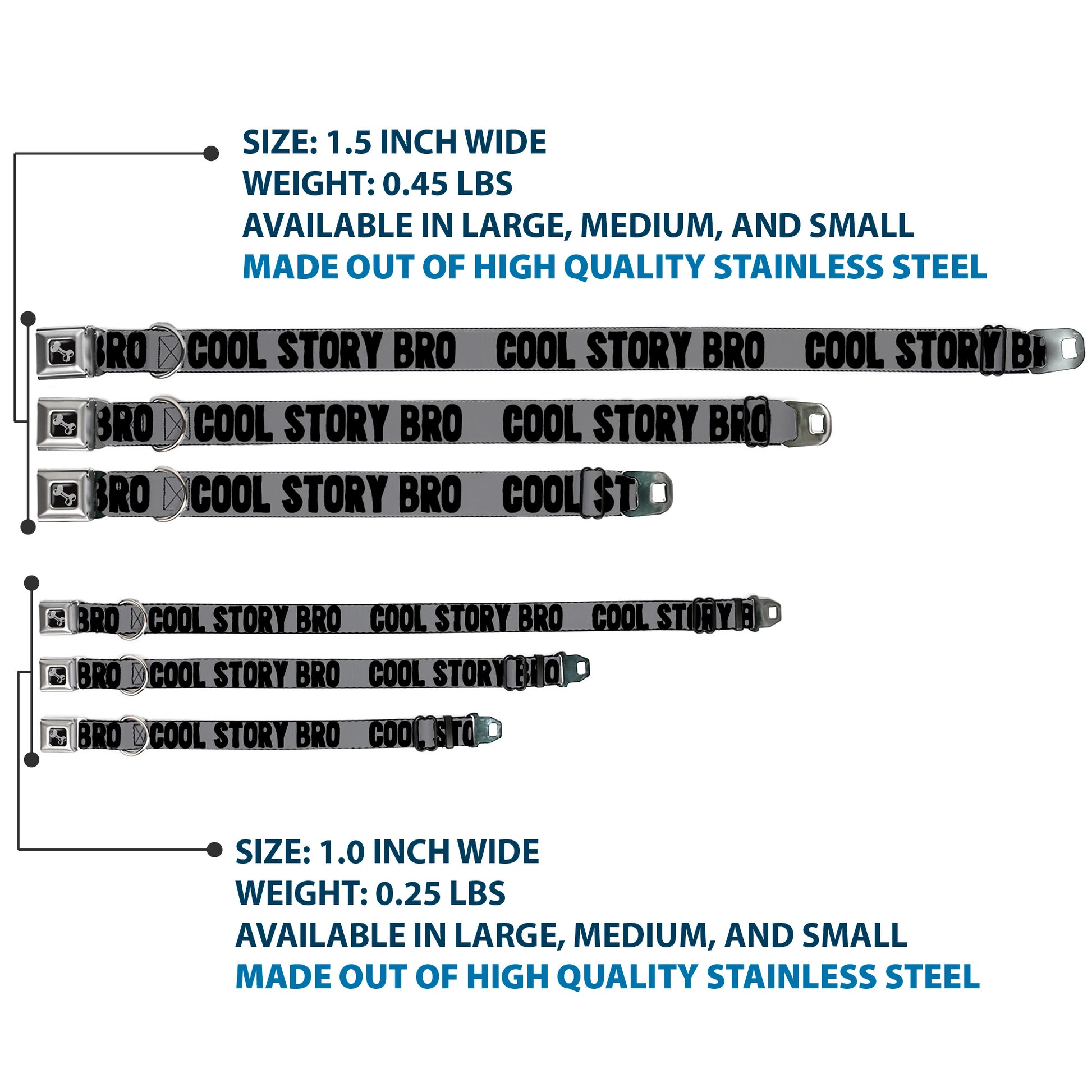 Dog Bone Seatbelt Buckle Collar - COOL STORY BRO Gray/Black Seatbelt Buckle Collars Buckle-Down