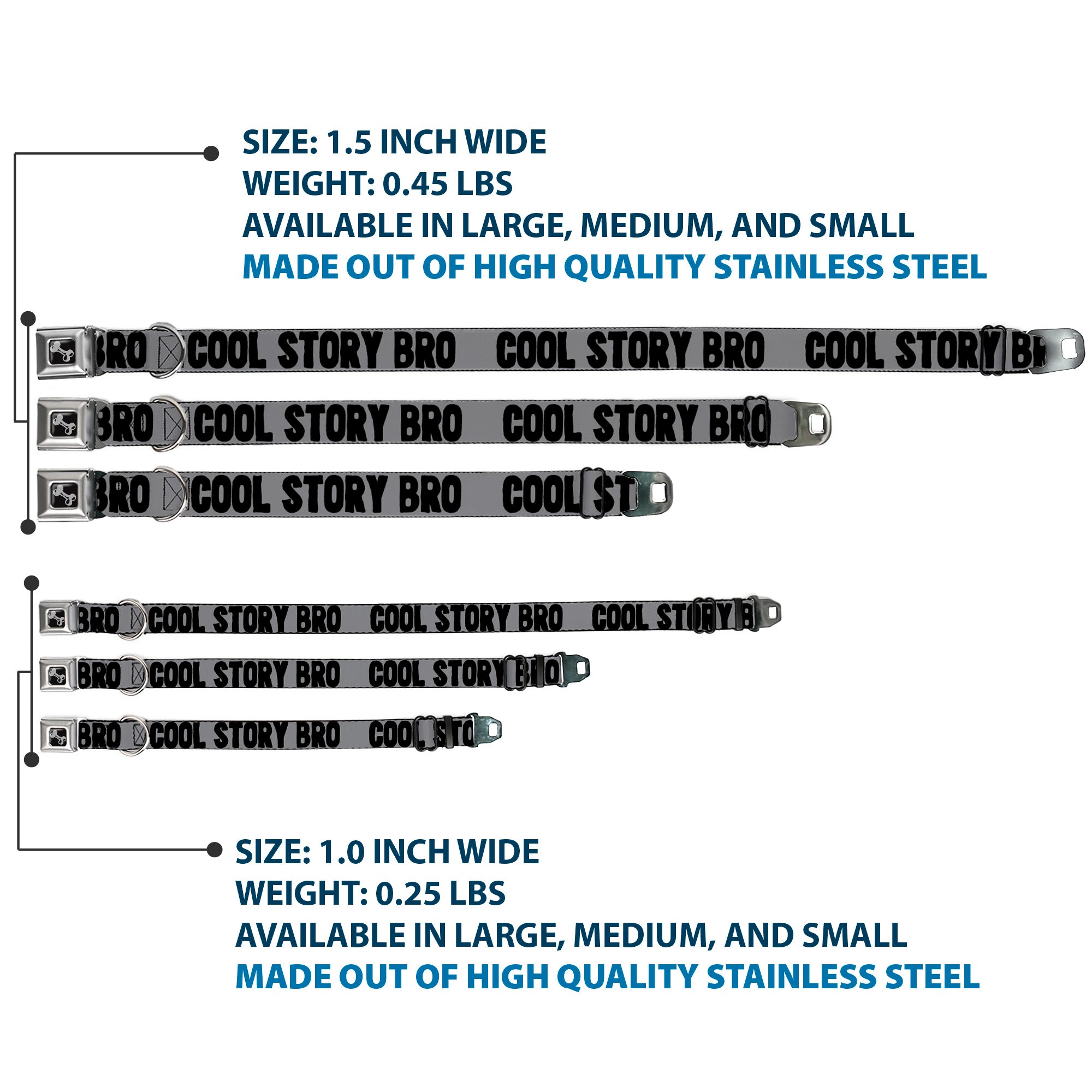 Dog Bone Seatbelt Buckle Collar - COOL STORY BRO Gray/Black Seatbelt Buckle Collars Buckle-Down