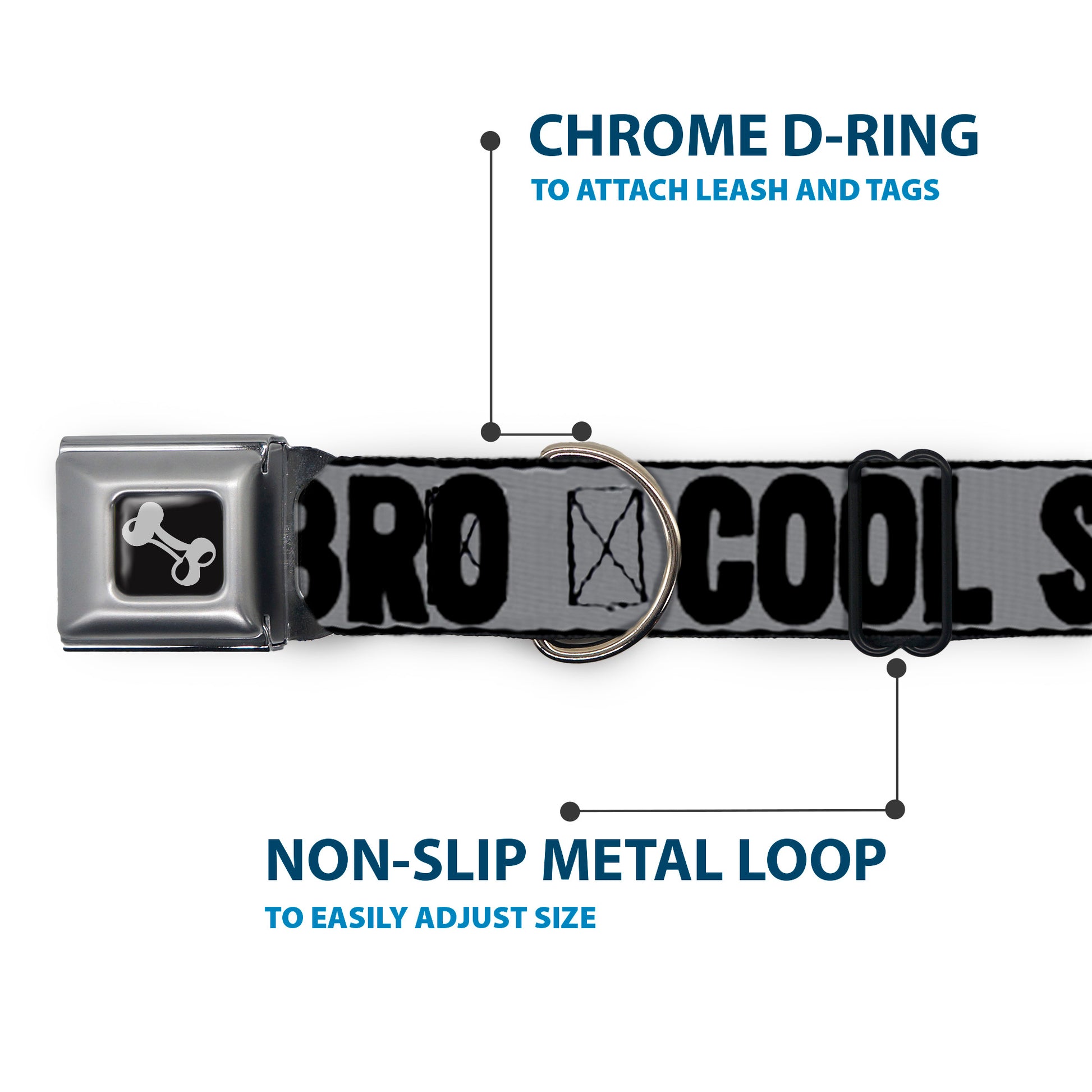 Dog Bone Seatbelt Buckle Collar - COOL STORY BRO Gray/Black Seatbelt Buckle Collars Buckle-Down