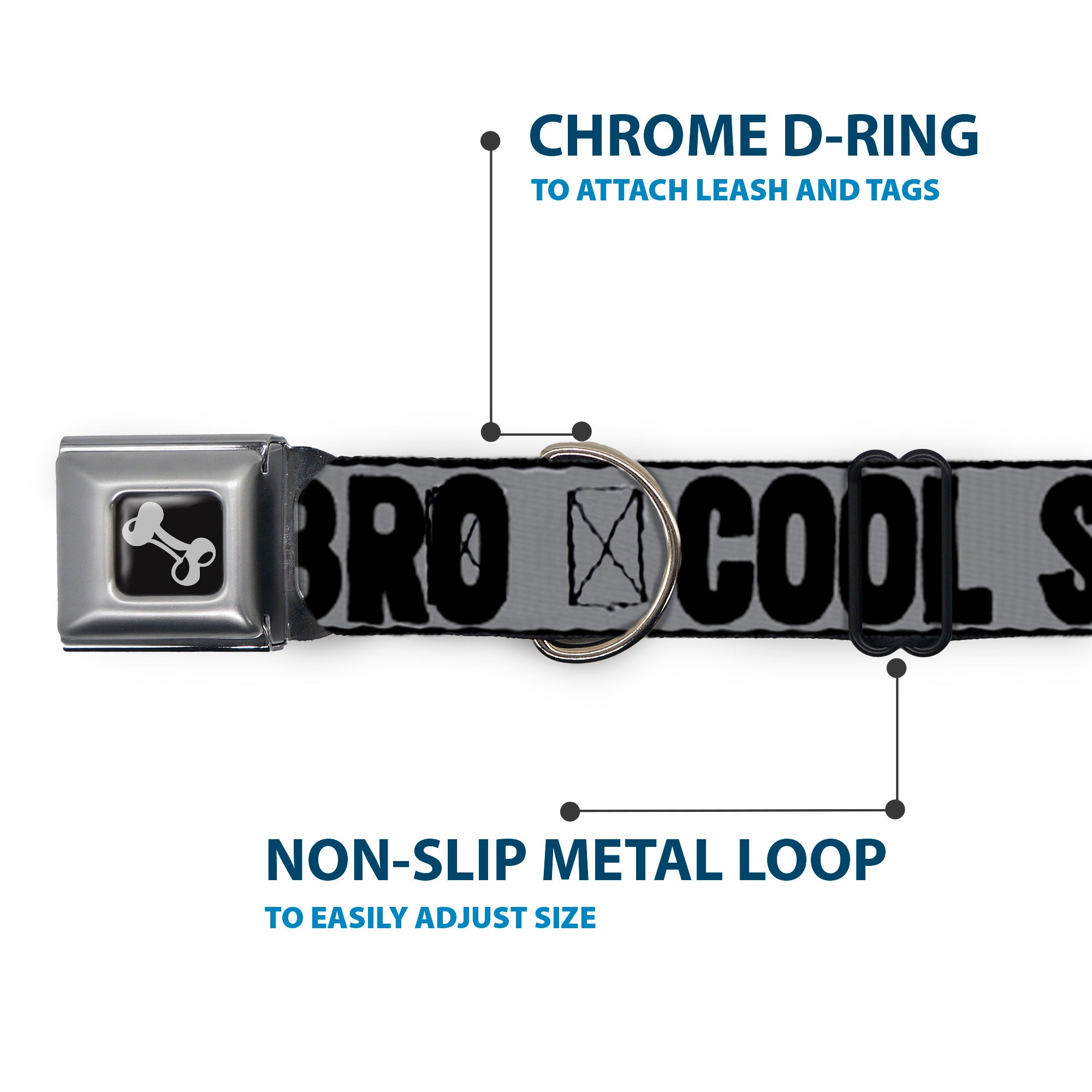 Dog Bone Seatbelt Buckle Collar - COOL STORY BRO Gray/Black Seatbelt Buckle Collars Buckle-Down