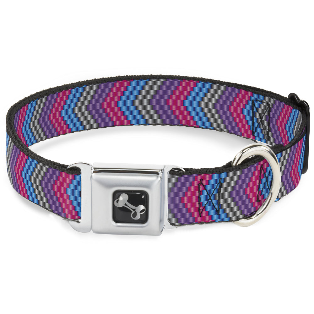 Dog Bone Seatbelt Buckle Collar - Chevron Weave Gray/Lavender/Pink/Baby Blue Seatbelt Buckle Collars Buckle-Down
