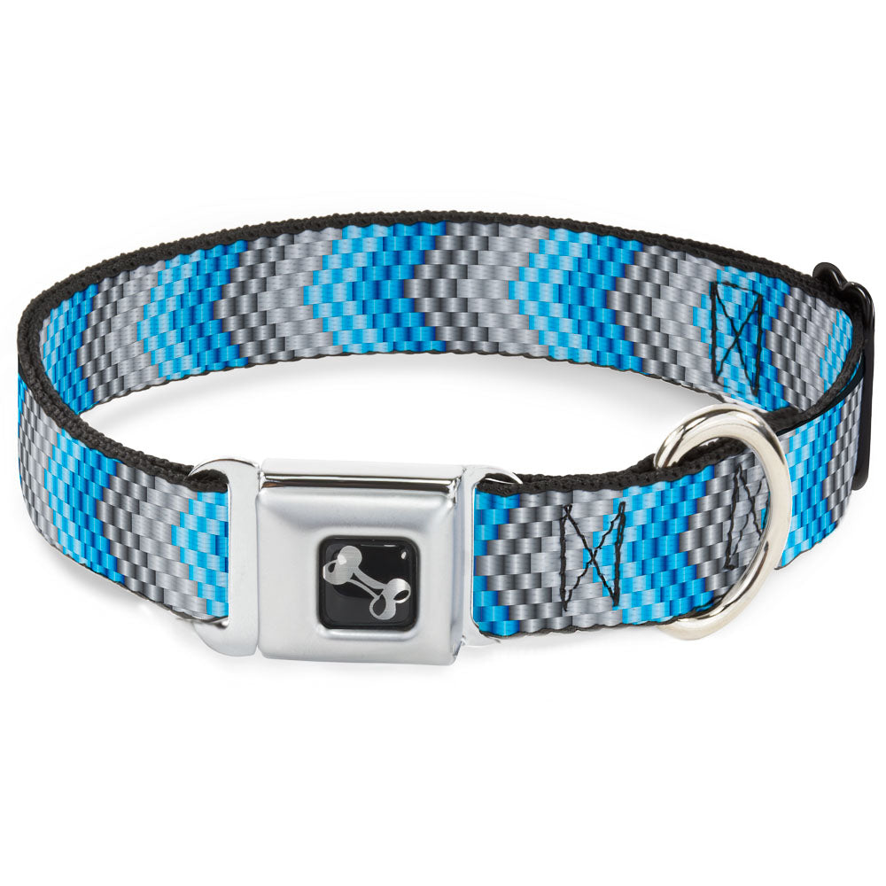 Dog Bone Seatbelt Buckle Collar - Chevron Weave Grays/Blues Seatbelt Buckle Collars Buckle-Down