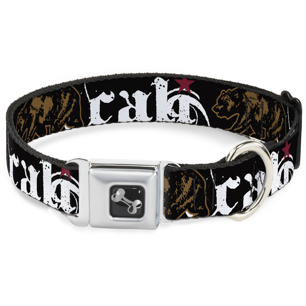 Dog Bone Seatbelt Buckle Collar - CALI w/Grizzly Bear Seatbelt Buckle Collars Buckle-Down