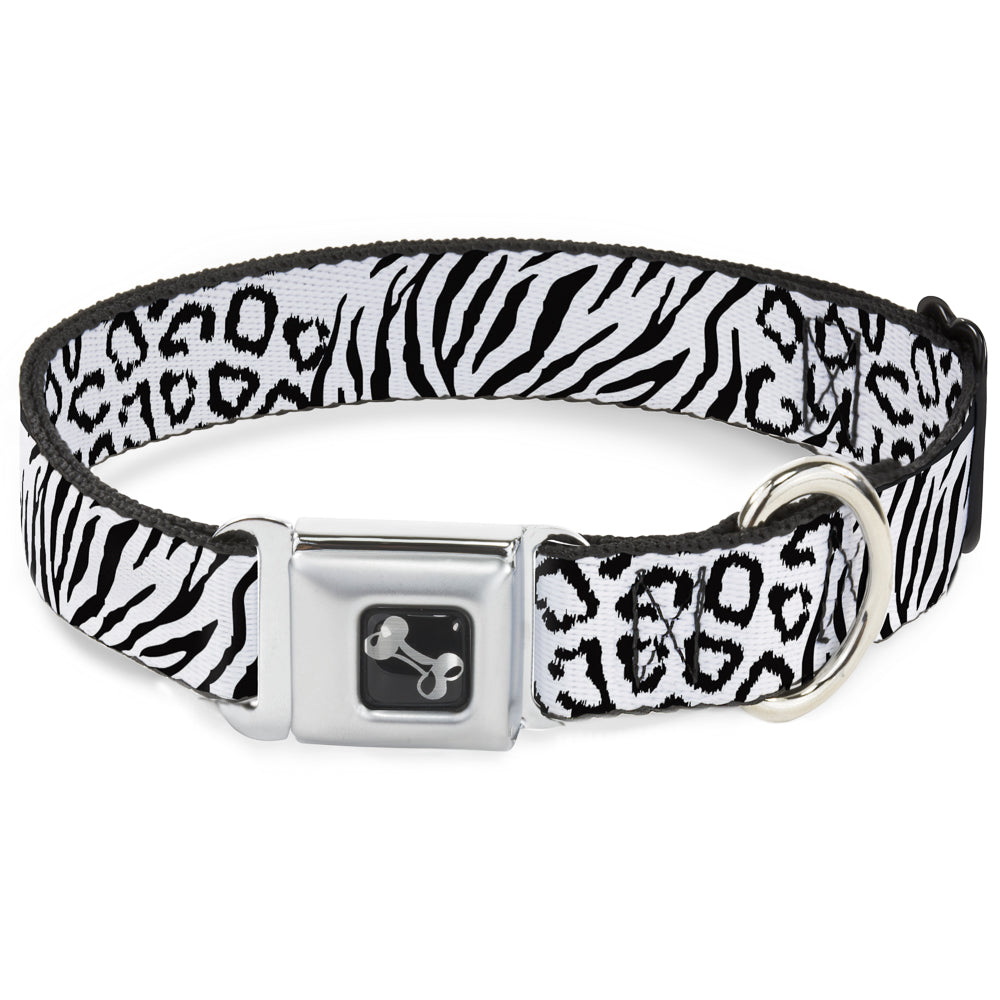 Dog Bone Seatbelt Buckle Collar - Cheebra White/Black Seatbelt Buckle Collars Buckle-Down