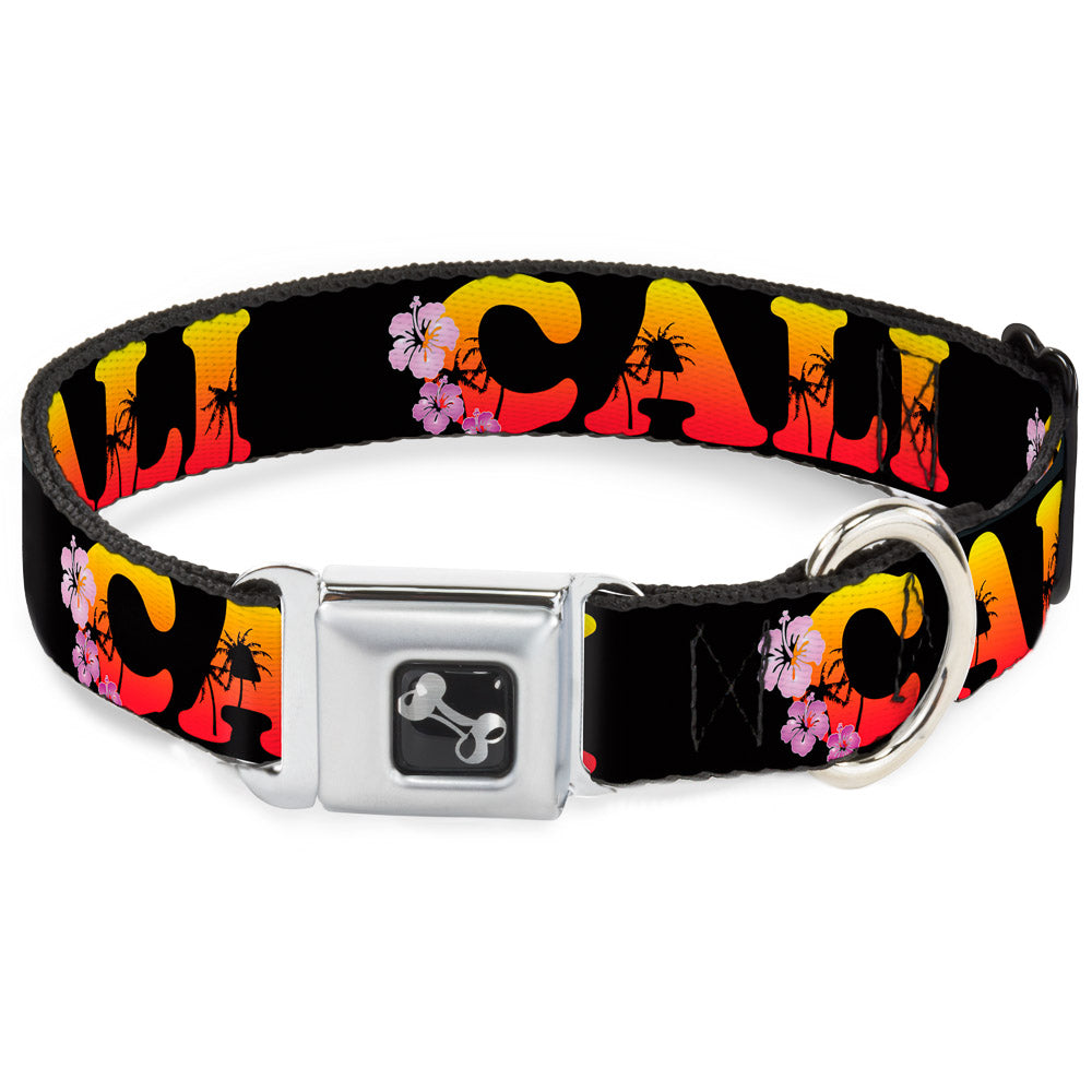 Dog Bone Seatbelt Buckle Collar - CALI Tropical Black/Multi Color Seatbelt Buckle Collars Buckle-Down