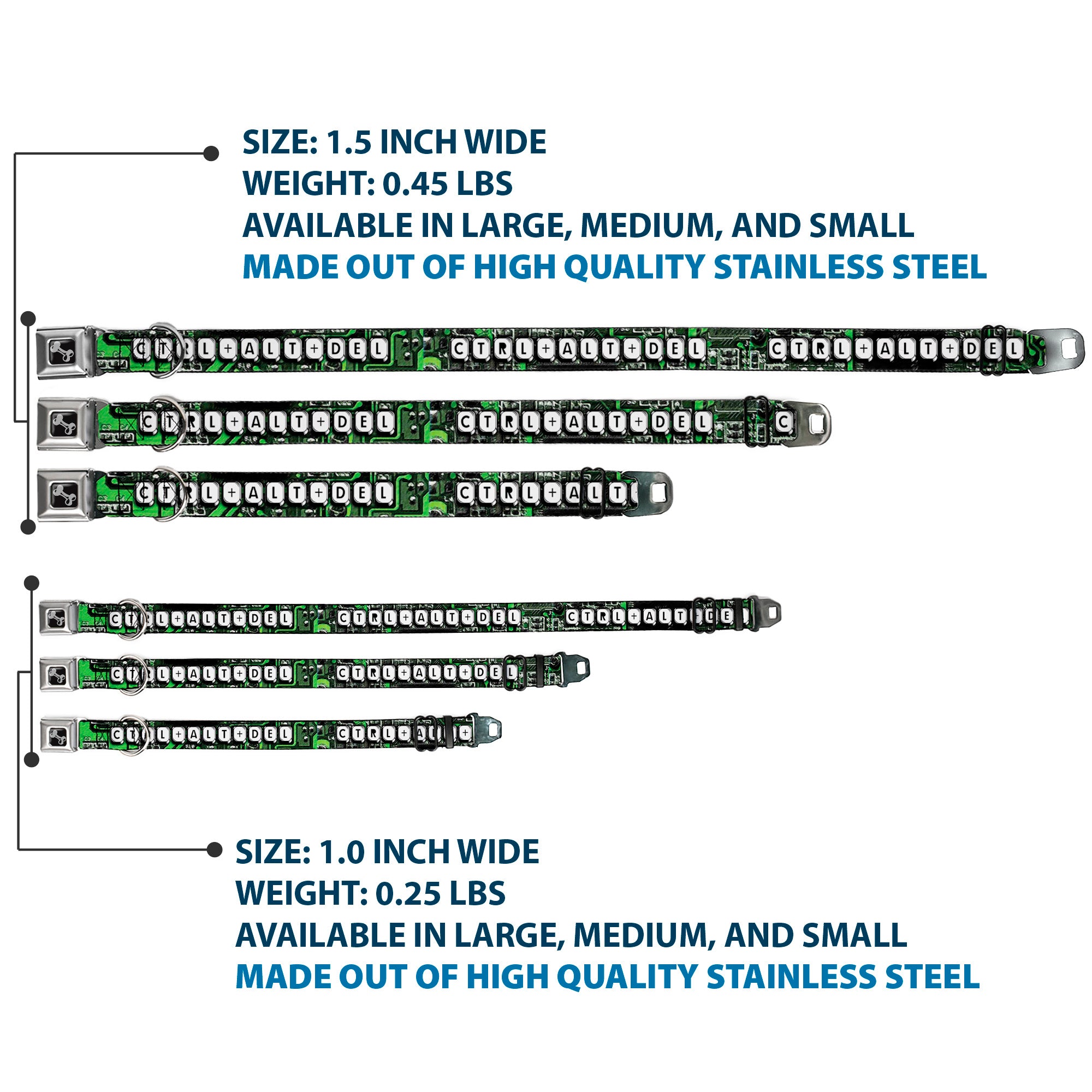 Dog Bone Seatbelt Buckle Collar - CTRL+ALT+DEL Chip Seatbelt Buckle Collars Buckle-Down