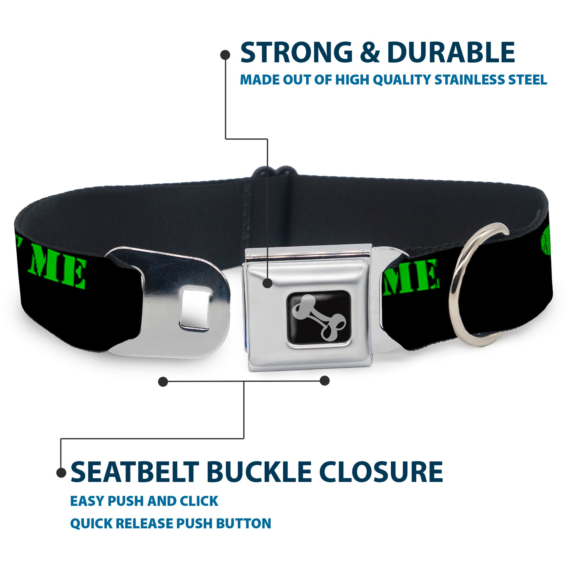 Dog Bone Seatbelt Buckle Collar - COME AT ME-BRO Black/Green Stencil Seatbelt Buckle Collars Buckle-Down
