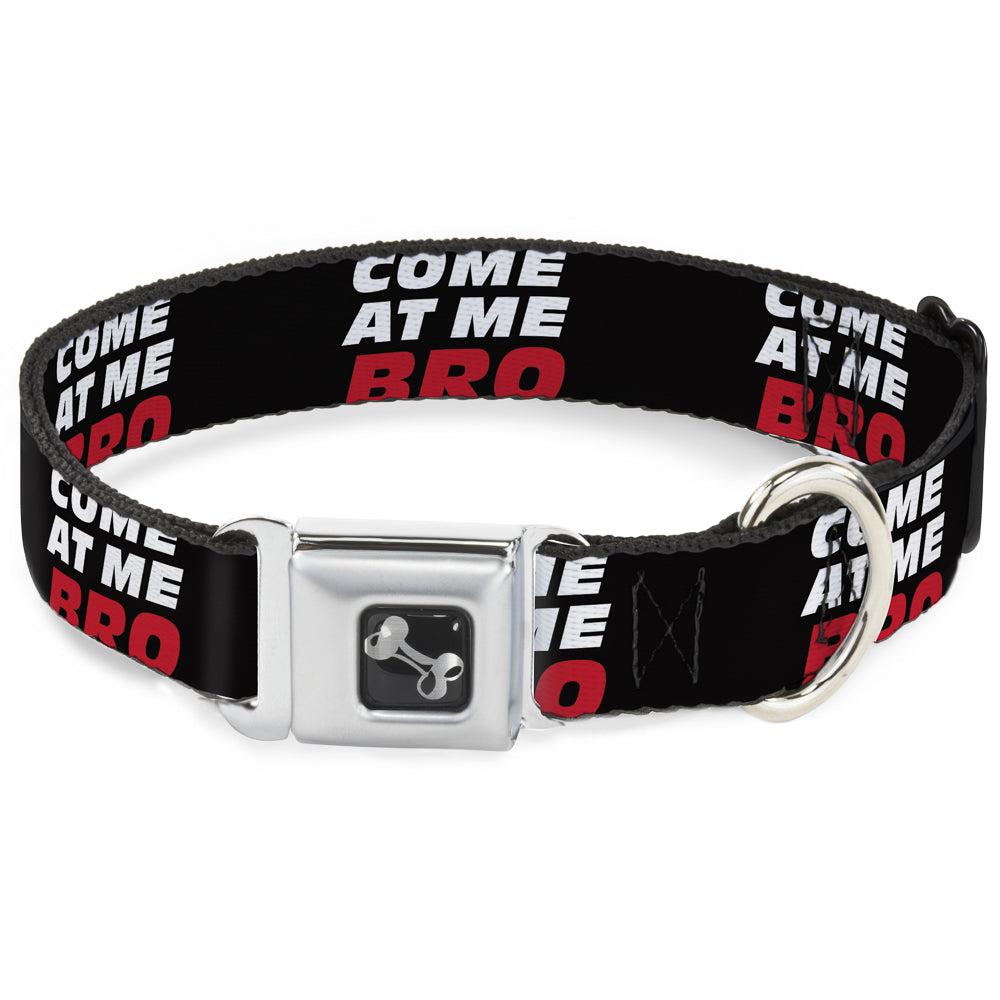 Dog Bone Seatbelt Buckle Collar - COME-AT ME-BRO Black/White/Red Seatbelt Buckle Collars Buckle-Down