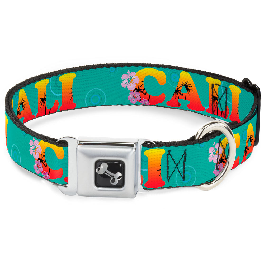 Dog Bone Seatbelt Buckle Collar - CALI Tropical Aqua/Multi Color Seatbelt Buckle Collars Buckle-Down