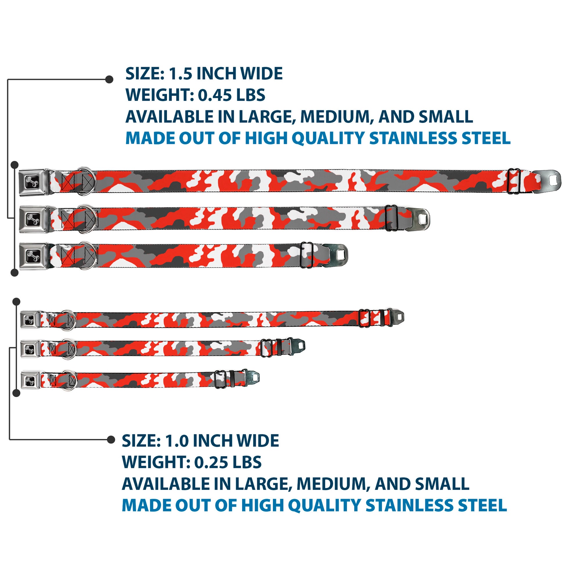 Dog Bone Seatbelt Buckle Collar - Camo Orange Seatbelt Buckle Collars Buckle-Down