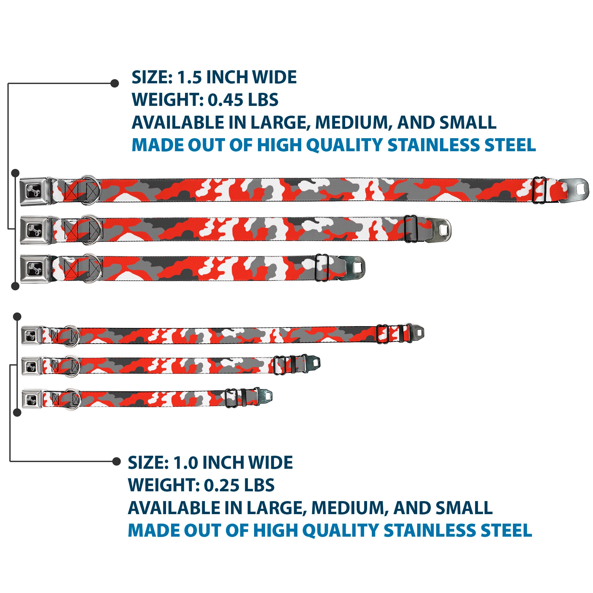 Dog Bone Seatbelt Buckle Collar - Camo Orange Seatbelt Buckle Collars Buckle-Down