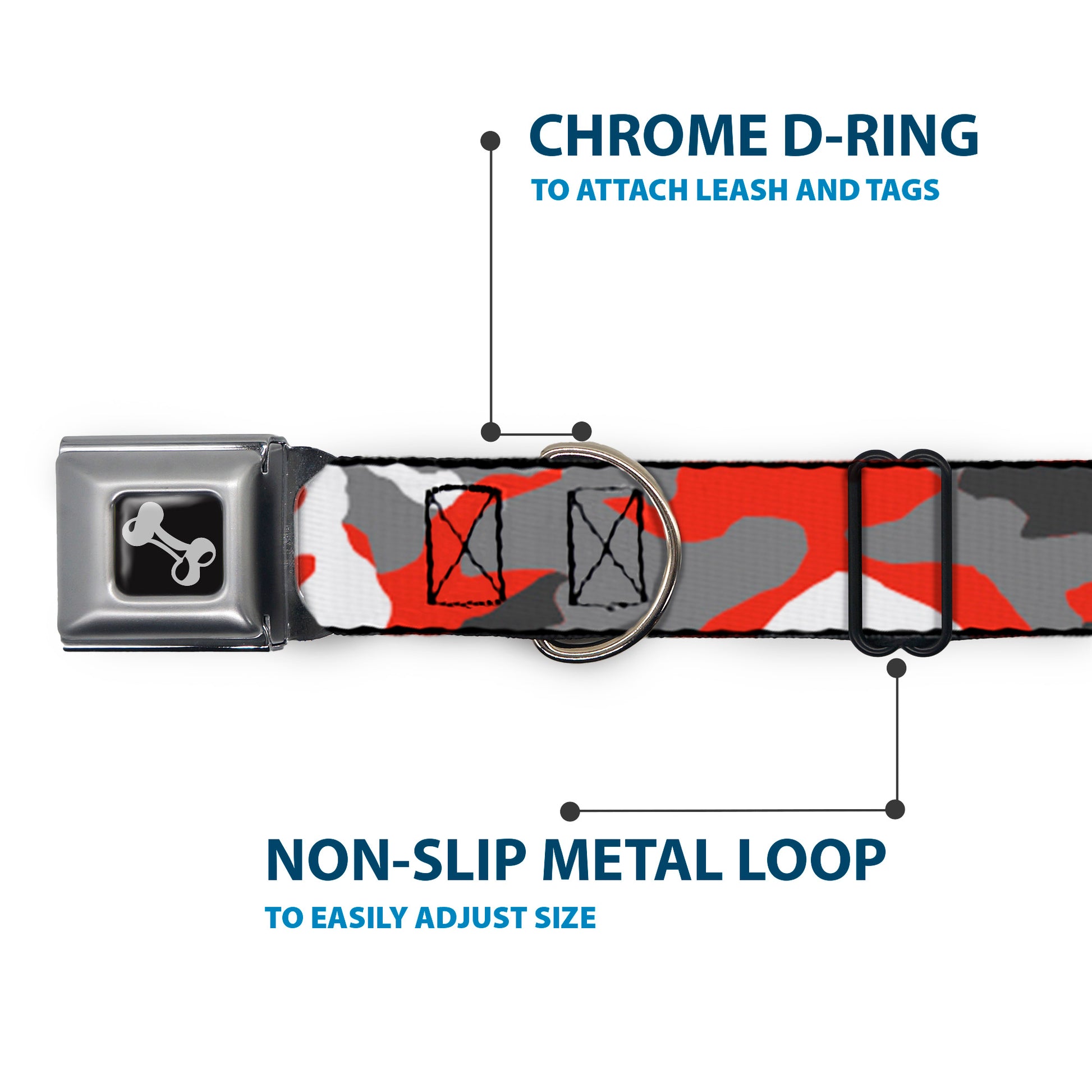 Dog Bone Seatbelt Buckle Collar - Camo Orange Seatbelt Buckle Collars Buckle-Down