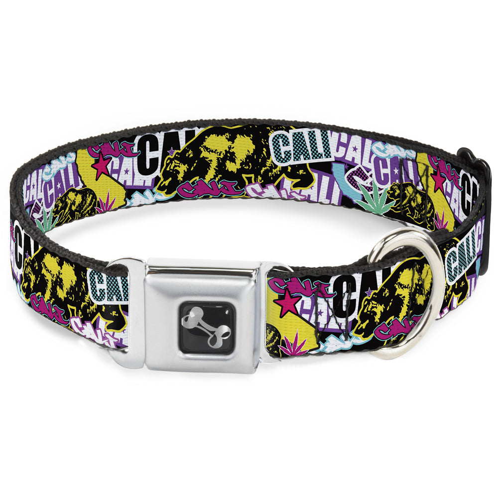 Dog Bone Seatbelt Buckle Collar - Cali Bear/CALI Graffiti/Pot Leaves Black/Multi Color Seatbelt Buckle Collars Buckle-Down