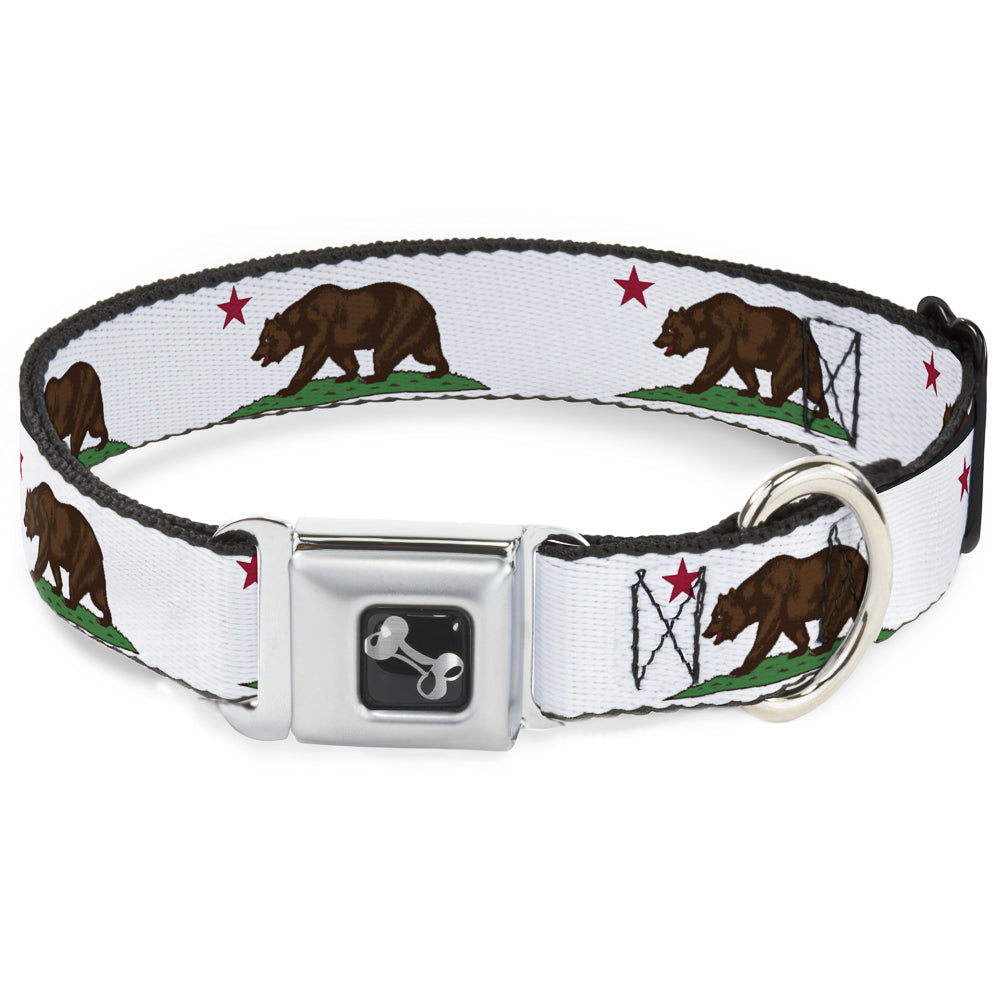 Dog Bone Seatbelt Buckle Collar - Cali Bear White Seatbelt Buckle Collars Buckle-Down