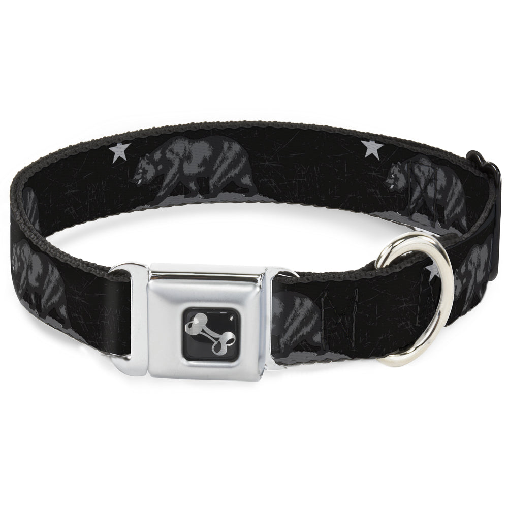 Dog Bone Seatbelt Buckle Collar - Cali Bear Black/Grays Seatbelt Buckle Collars Buckle-Down