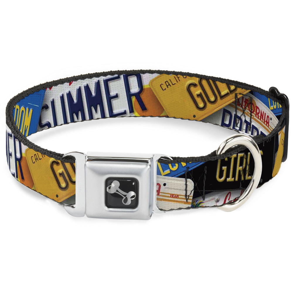 Dog Bone Seatbelt Buckle Collar - Cali License Plates Stacked Seatbelt Buckle Collars Buckle-Down