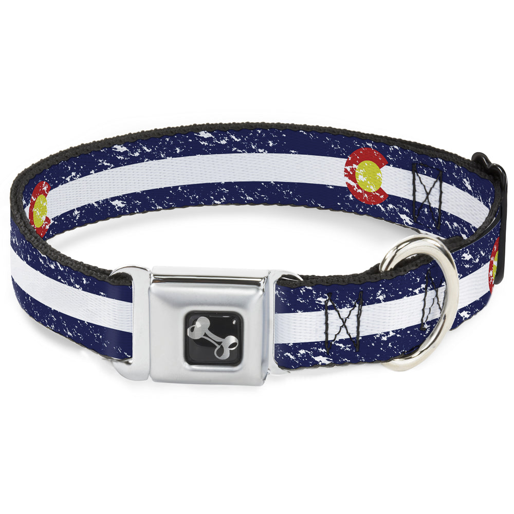 Dog Bone Seatbelt Buckle Collar - Colorado Flags4 Weathered Seatbelt Buckle Collars Buckle-Down