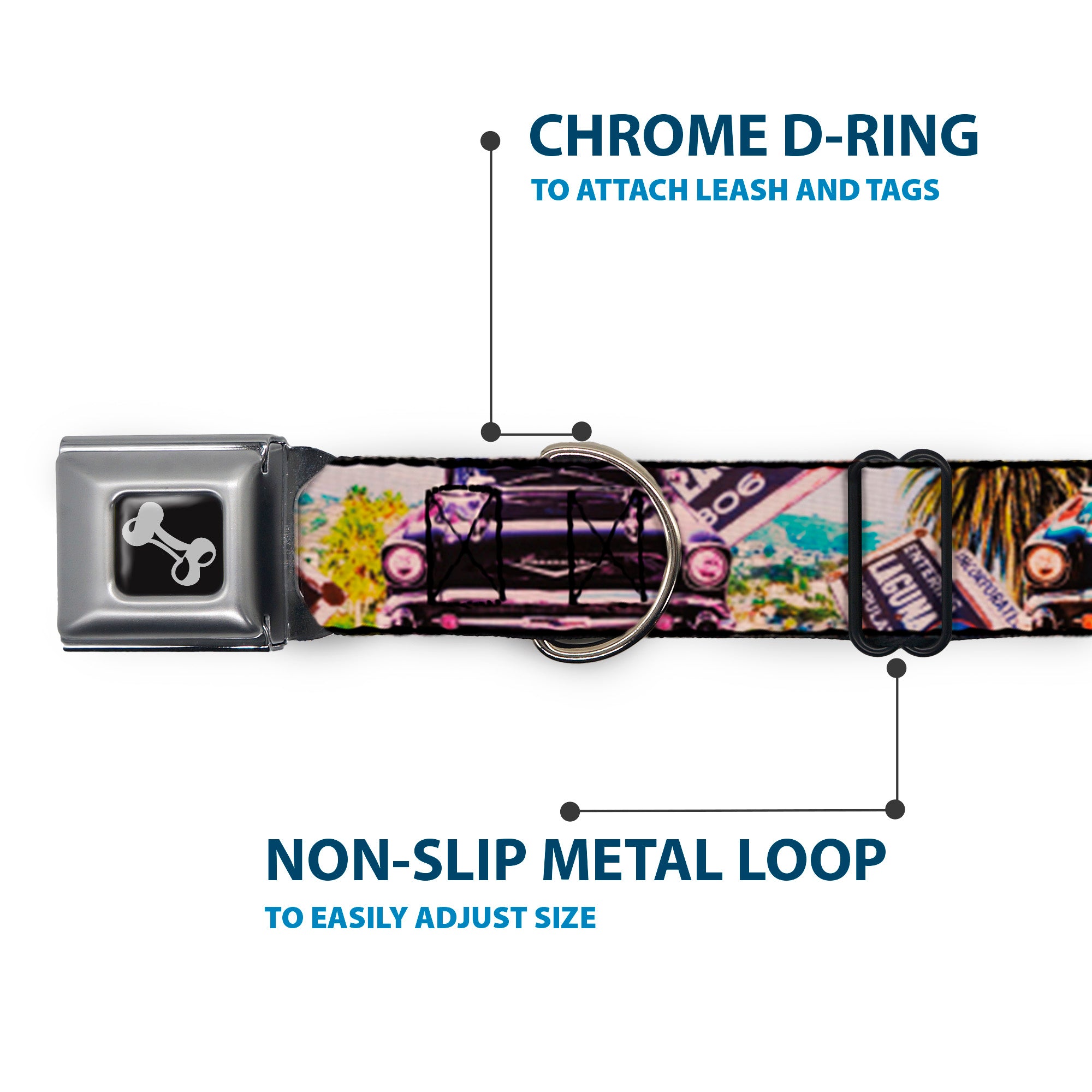 Dog Bone Seatbelt Buckle Collar - Cali Classic Laguna Beach Seatbelt Buckle Collars Buckle-Down