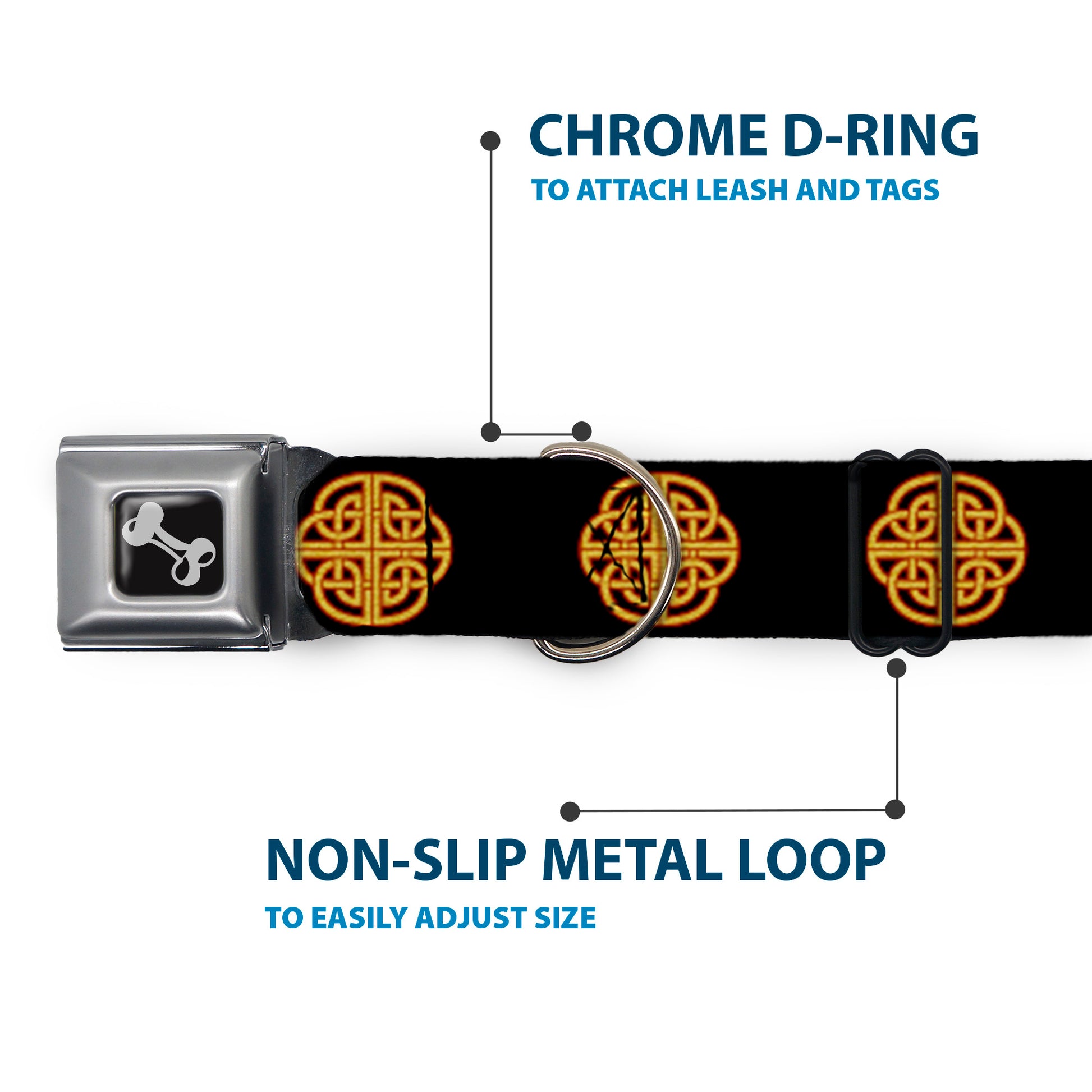 Dog Bone Seatbelt Buckle Collar - Celtic Knot Black/Burgundy/Gold Seatbelt Buckle Collars Buckle-Down