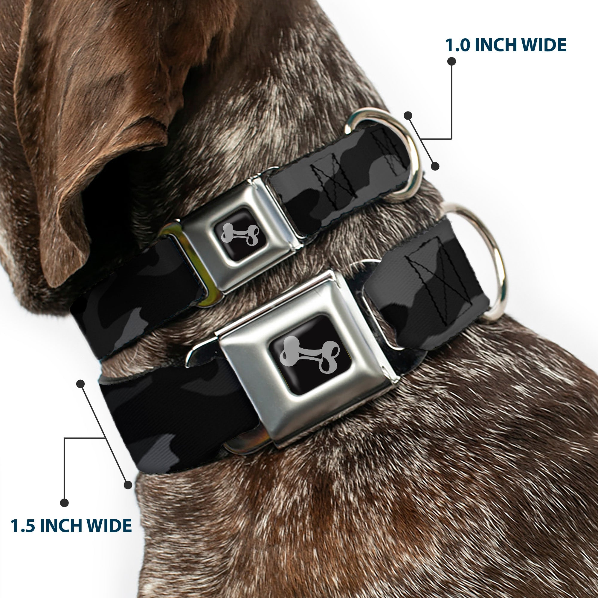 Dog Bone Seatbelt Buckle Collar - Camo Charcoal Seatbelt Buckle Collars Buckle-Down