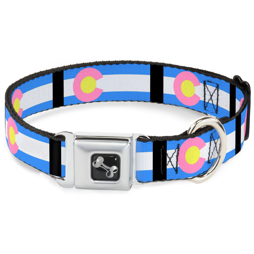 Dog Bone Seatbelt Buckle Collar - Colorado Flags Pastel Seatbelt Buckle Collars Buckle-Down