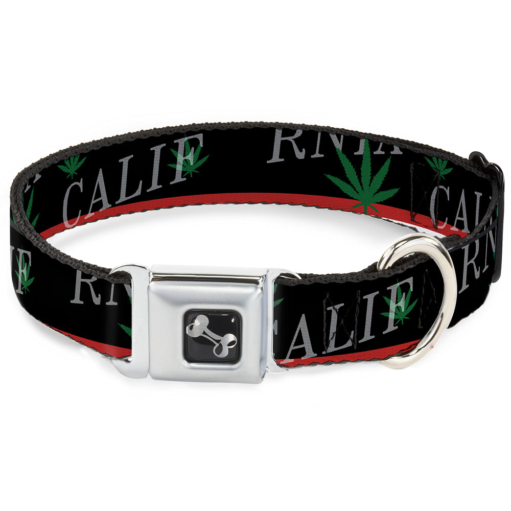 Dog Bone Seatbelt Buckle Collar - CALIFORNIA/Pot Leaf Black/Red/Green/White Seatbelt Buckle Collars Buckle-Down