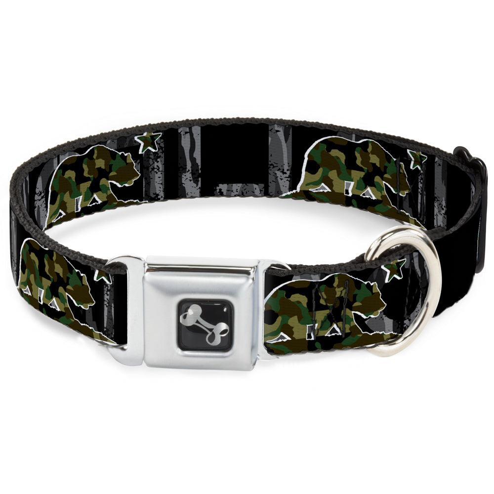 Dog Bone Seatbelt Buckle Collar - CALIFORNIA/Flag Bear Black/Camo Gray/Camo Olive Seatbelt Buckle Collars Buckle-Down